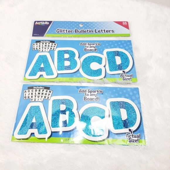 Glitter Bulletin Letters Numbers Bulk Lot Craft Foam Sparkle Blue Silver Gold - Picture 6 of 7